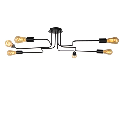 Lucide LESTER - Plafonnier - 6xE27 - Noir - détail 3